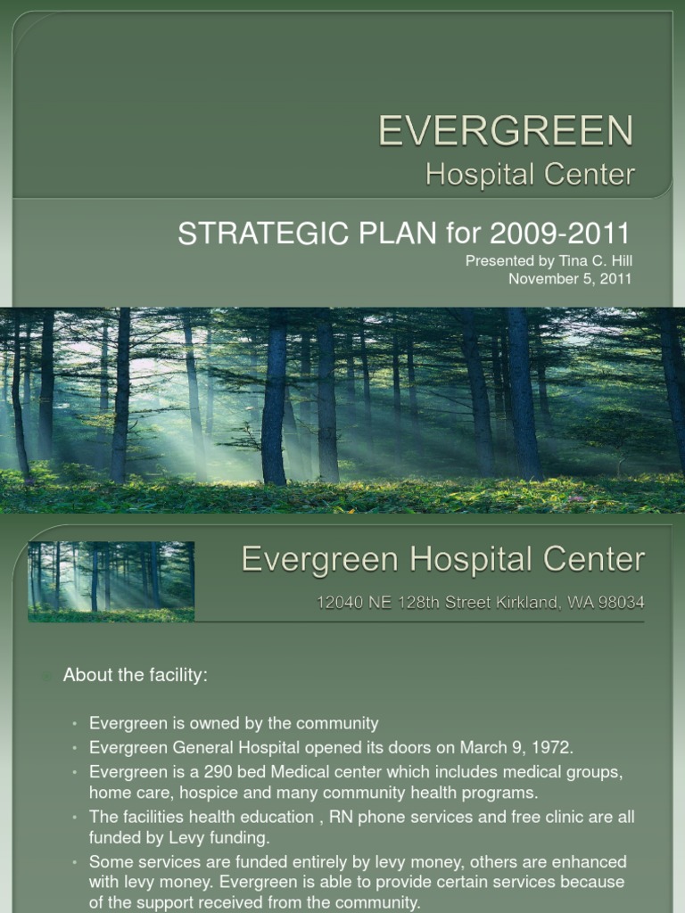 EVERGREEN Hospital Center Strategic Plan Presentation PDF Joint Commission Hospital