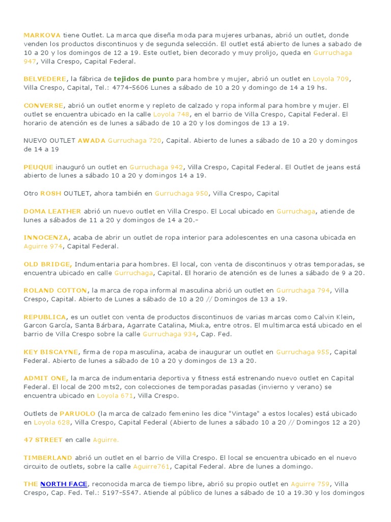 Outlets Aguirre | PDF | Industrias