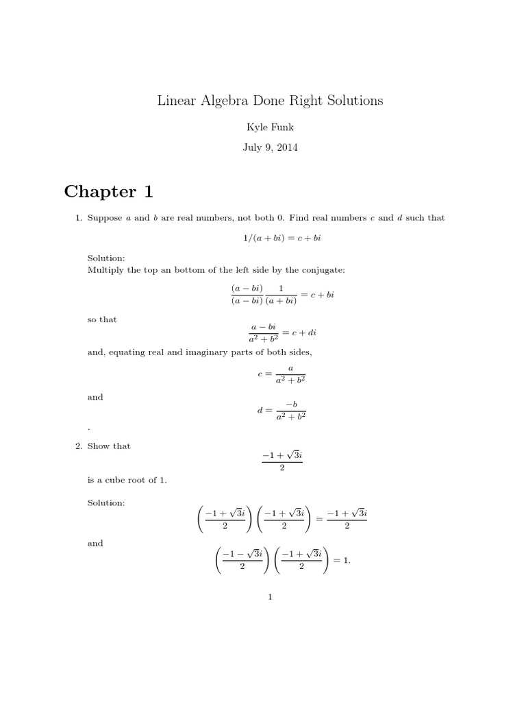Linear algebra done right solutions basis linear algebra linear