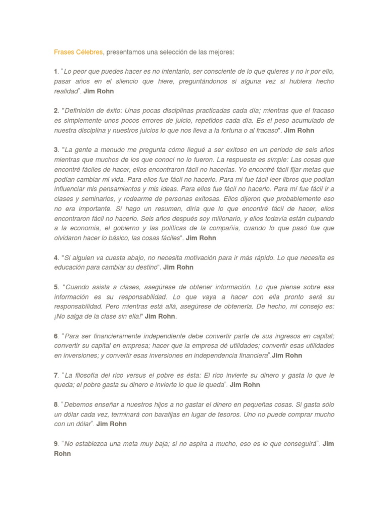 Frases Inspiradoras de Jim Rohn y Covey | PDF | Liderazgo | Motivación