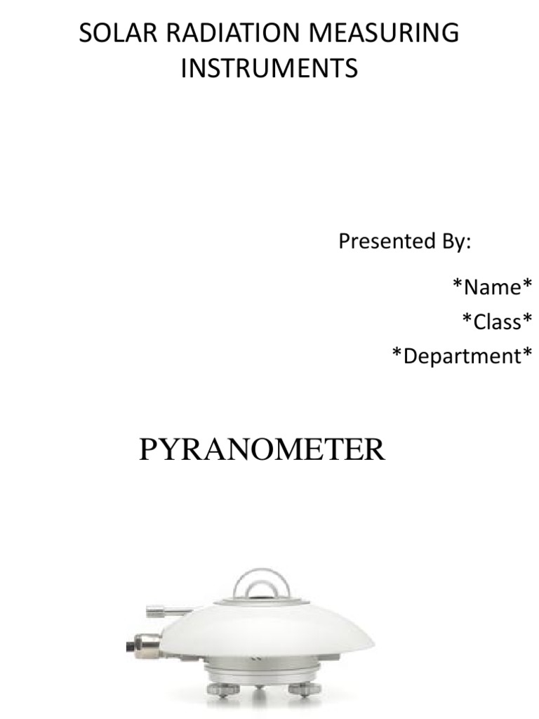 Solar Radiation Measuring Instruments Pdf Applied And