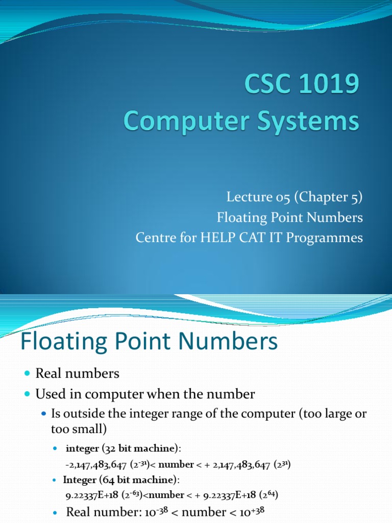 Lecture 05 - Floating Point Numbers | PDF | Exponentiation | Multiplication
