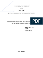 Completed Project Bisleri Market Analysis 14 April 2013