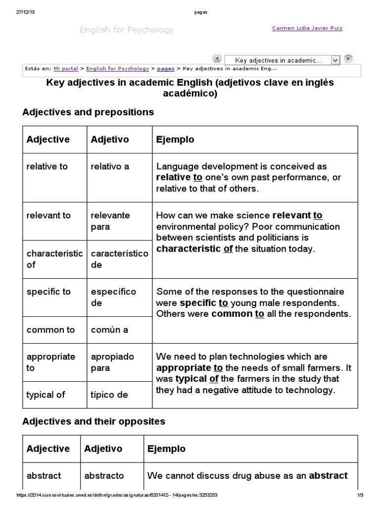 Unit 1 - Key Adjectives in Academic English | PDF | Quantitative ...