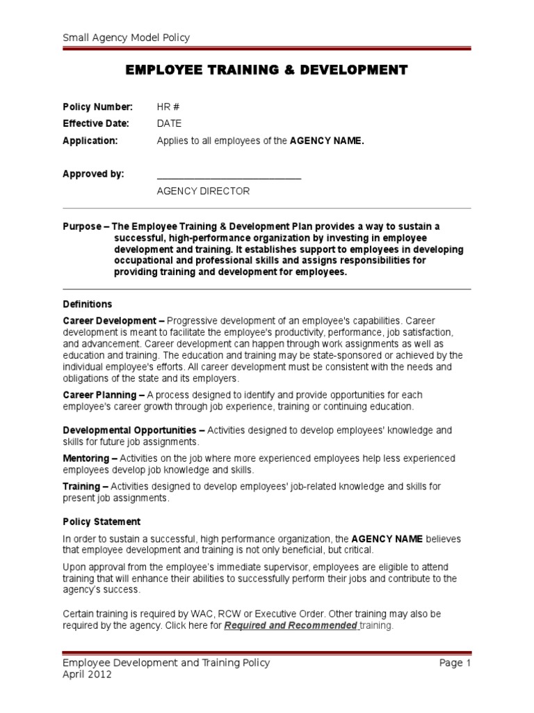 Employee Training & Development Policy | PDF | Business