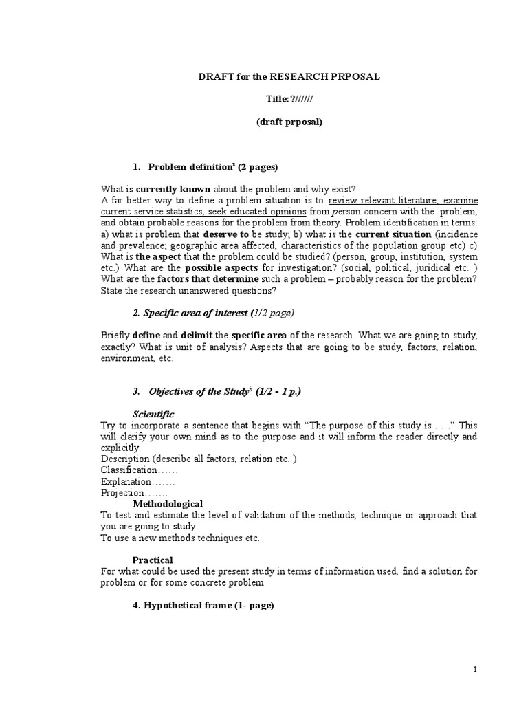 Draft For The Research Prposal Title:?////// (Draft Prposal) | PDF ...