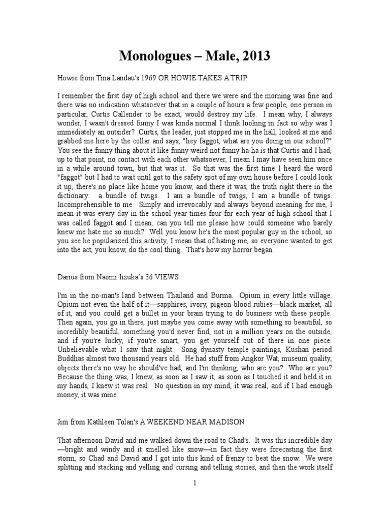 Monologues Male 2013 Pdf Nature Business