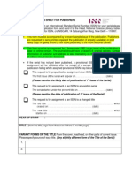 Serial Data Sheet For Publishers: (Please Mention The Likely Date of Publication of 1 Issue of The Serial)