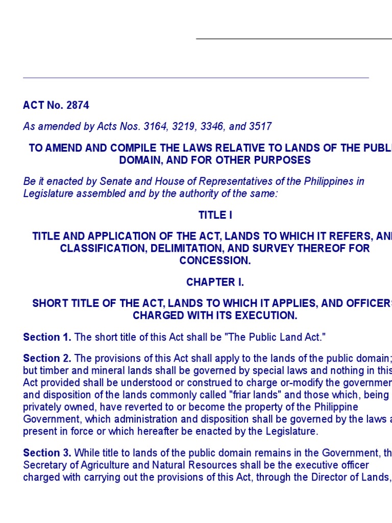 The Public Land Act An Analysis of Philippine Laws Governing the