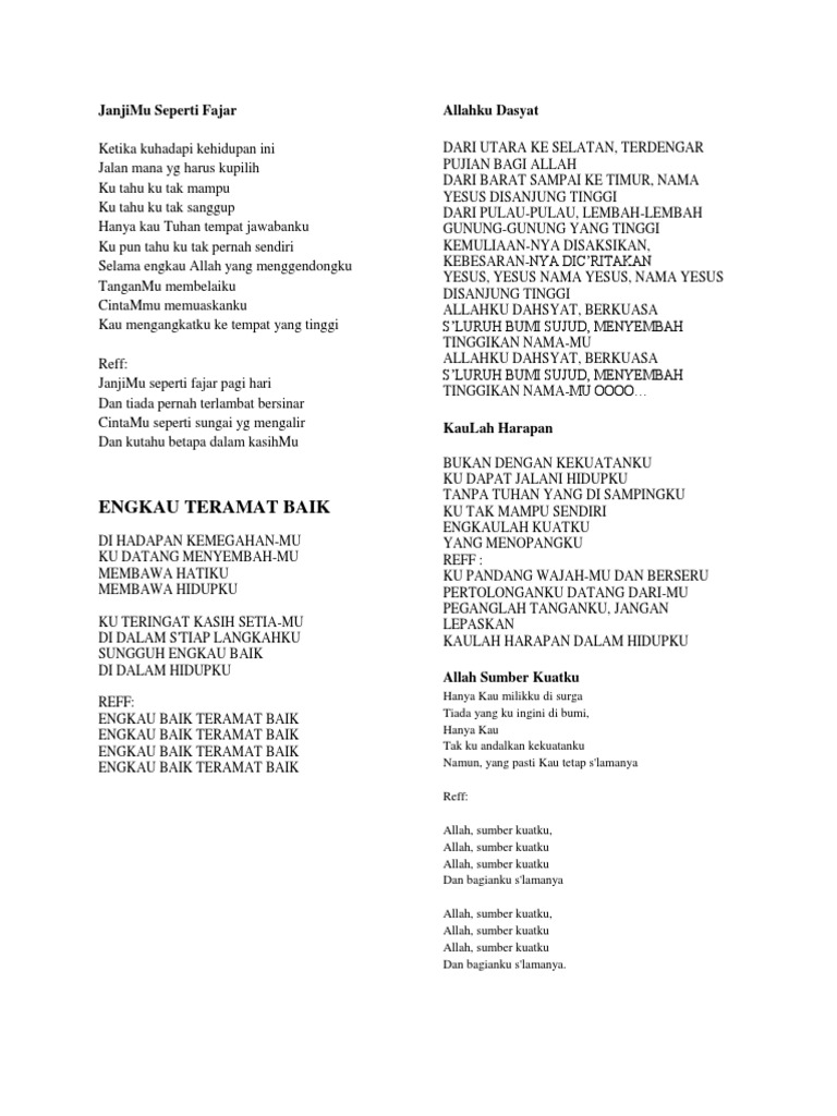 Lirik Lagu Rohani