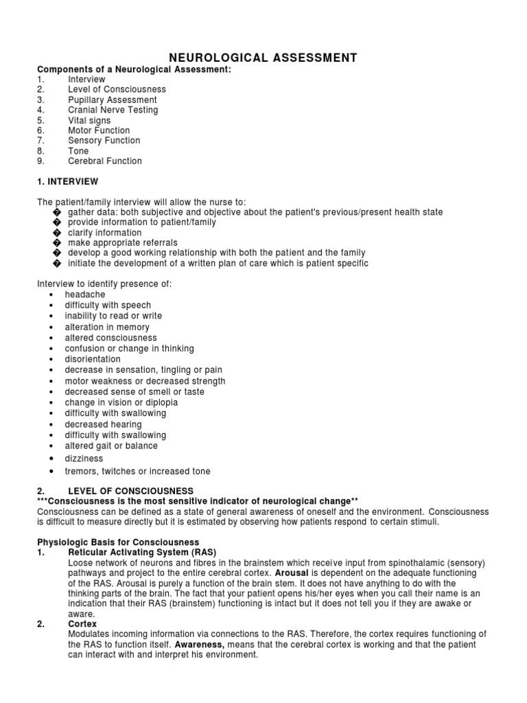 Neurological Assessment Anatomical Terms Of Motion Coma