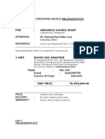 Proforma Invoice for Blood Gas Analyzer