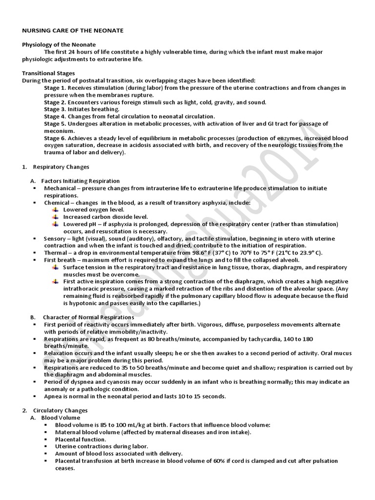 Nursing Care Guidelines for Neonates | PDF | Respiratory System | Infants