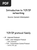 Introduction To TCP/IP Networking: Source: Ganesh Sittampalam