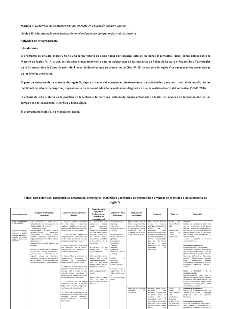 Ejemplo Actividad Integradora 3 Modulo 2 Profordems 7 Gen | Reading