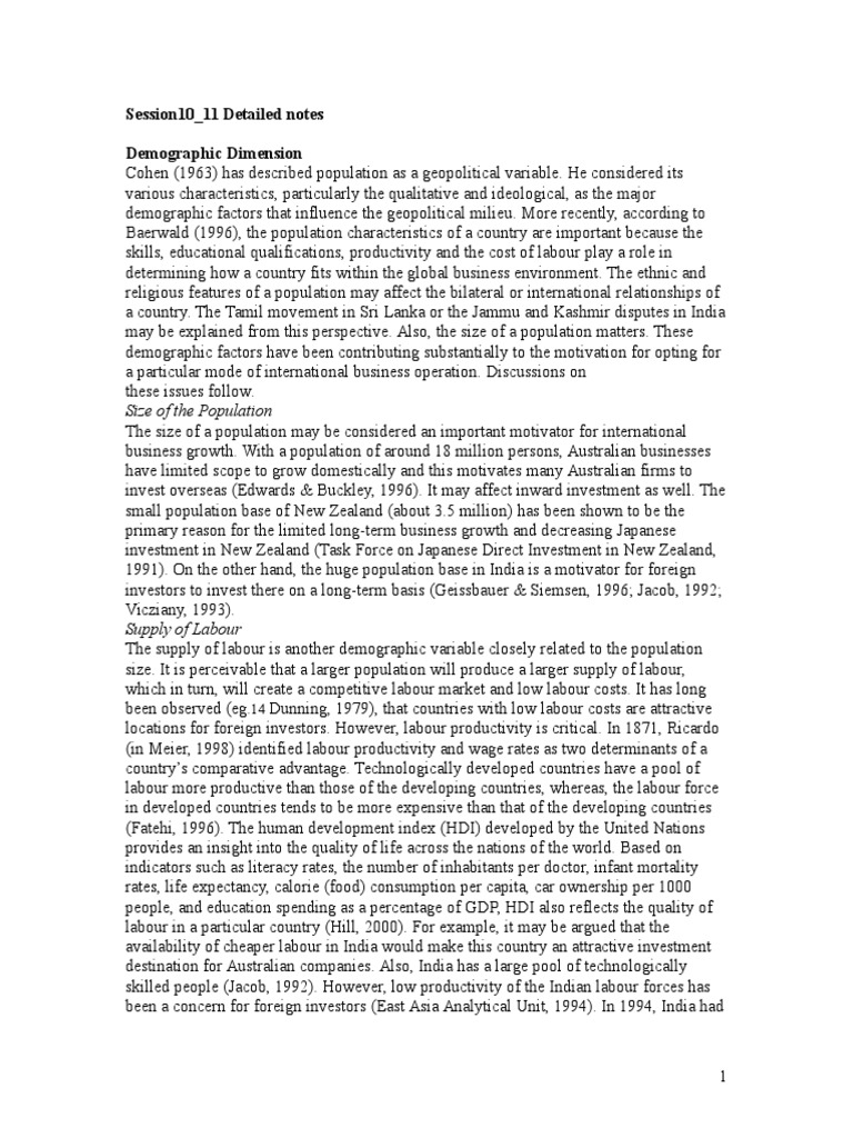 Demographic Dimensions Notes | PDF | Environmental Social Science ...