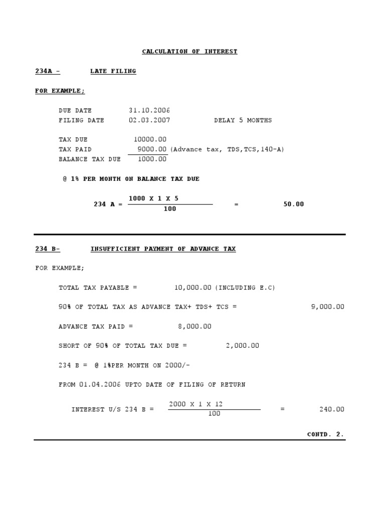 Interest Calculation For Incometax | PDF | Taxes | Interest