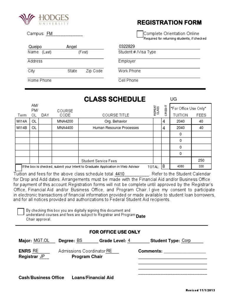 Student Registration Form Template | PDF