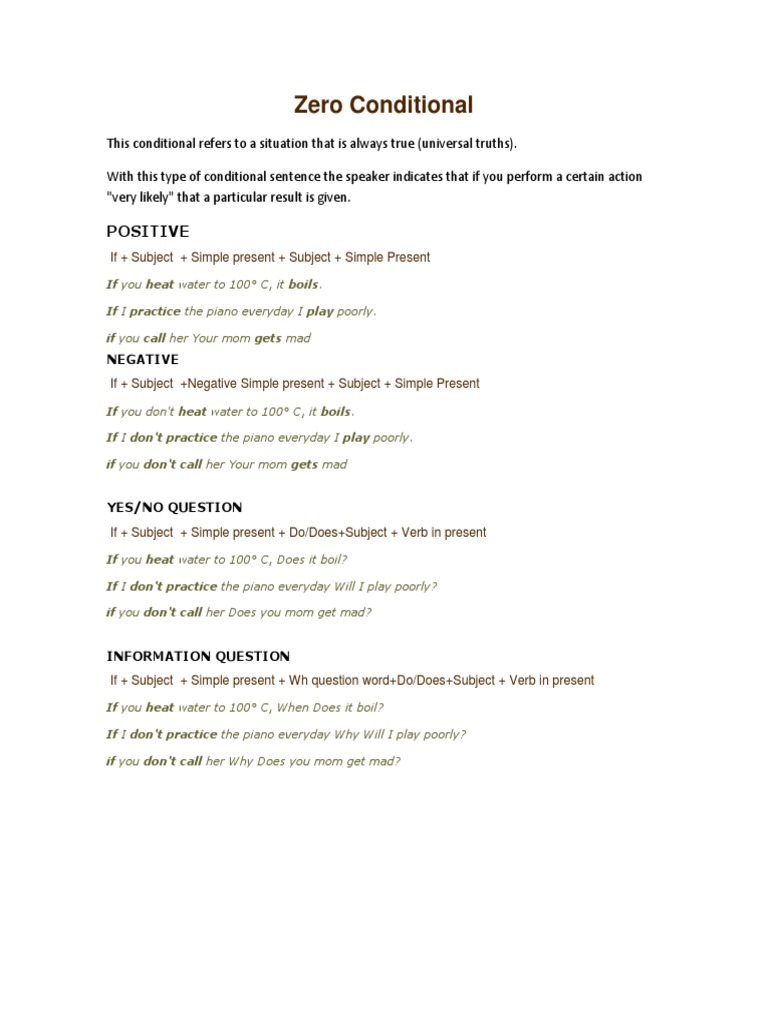 Understanding Zero Conditional Sentences | PDF