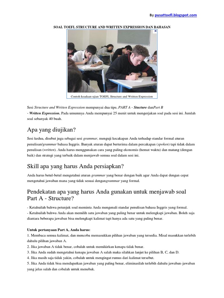 Soal Toefl Structure And Written Expression Longman Pretest Dan Pembahasan Jawaban Bumi Atmosfer Bumi