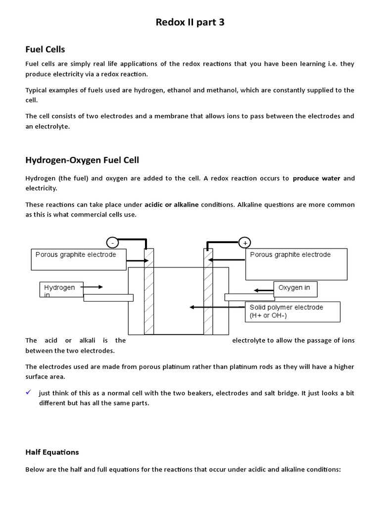 Redox II Part 3 (Fuel Cells) Edexcel PDF Battery (Electricity
