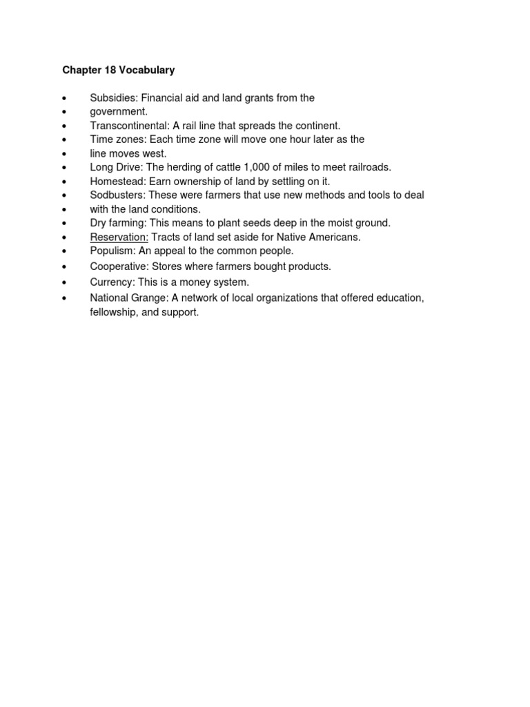 Chapter 18 Key Vocabulary Terms | PDF
