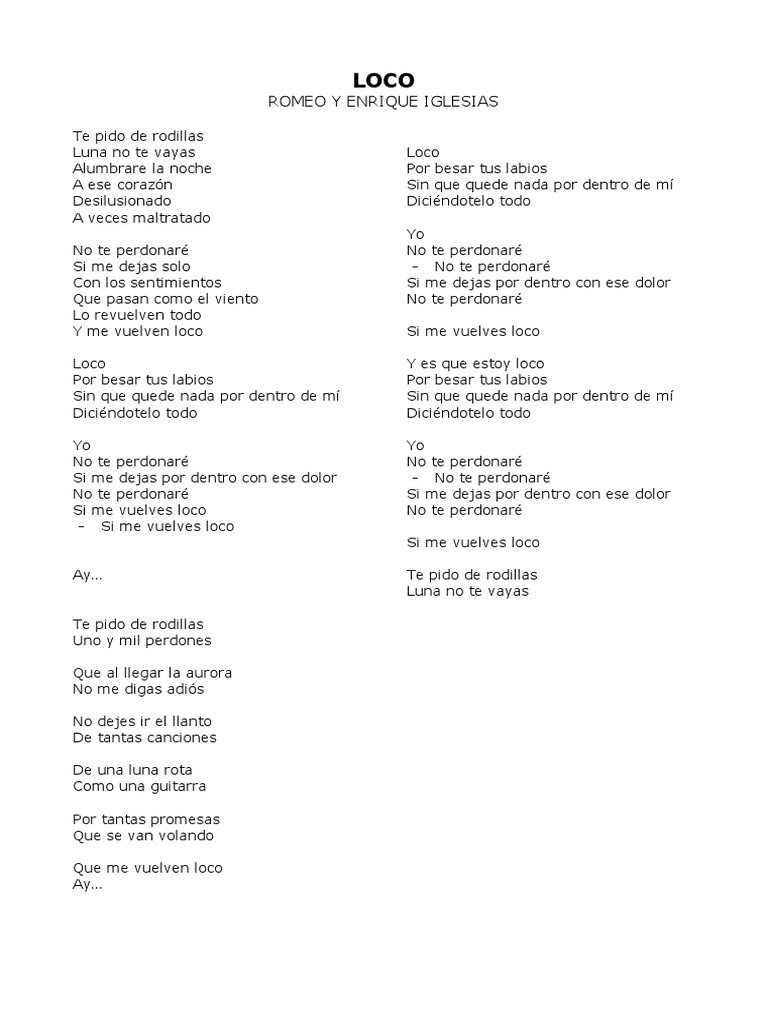 Loco - Romeo y Enrique Iglesias | PDF