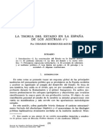 RODRÍGUEZ-AGUILERA de PRAT; Cesáreo; «La Teoría Del Estado en La España de Los Austrias», REP, Nº 36 (1983), Pp. 131 a 158
