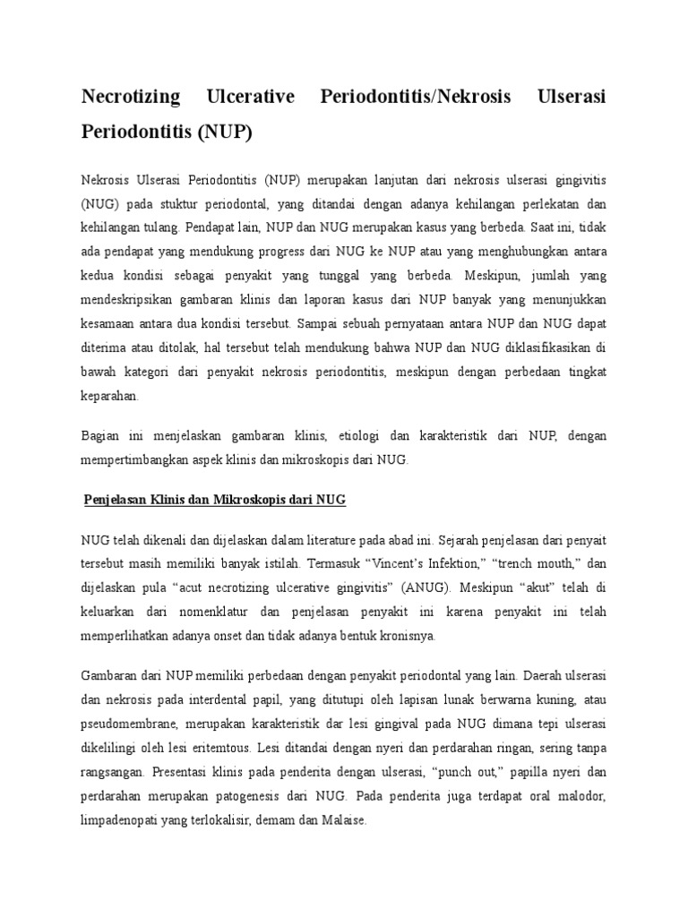 Karakteristik Necrotizing Ulcerative Periodontitis | PDF