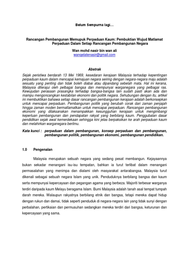 Pembangunan Dan Perpaduan  PDF