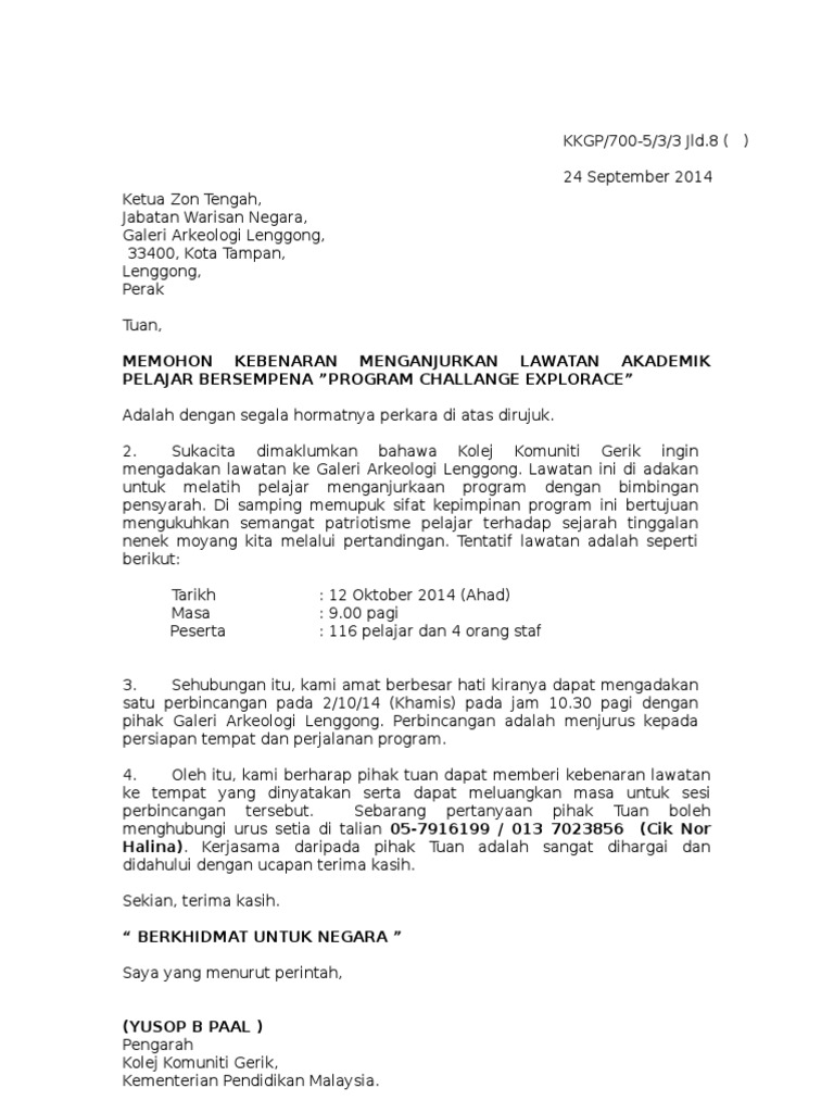 Surat Rasmi Permohonan Pdf
