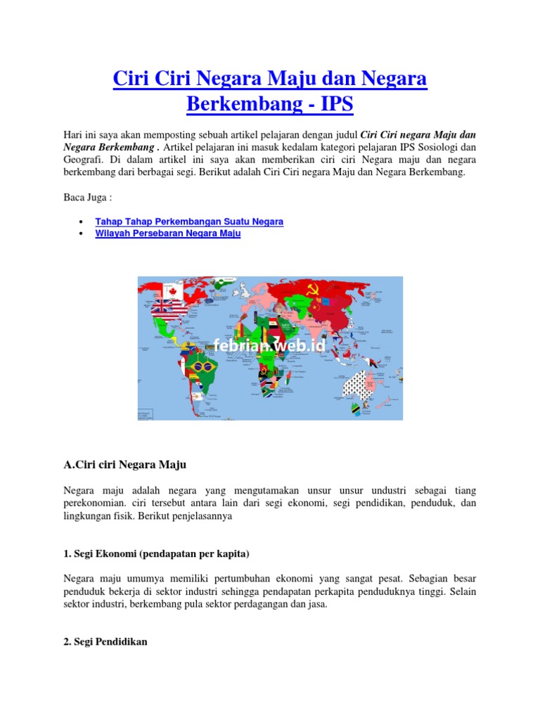 Ciri Ciri Negara Maju Dan Negara Berkembang Pdf
