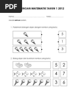 Ujian Saringan Matematik Tahun 1 2012