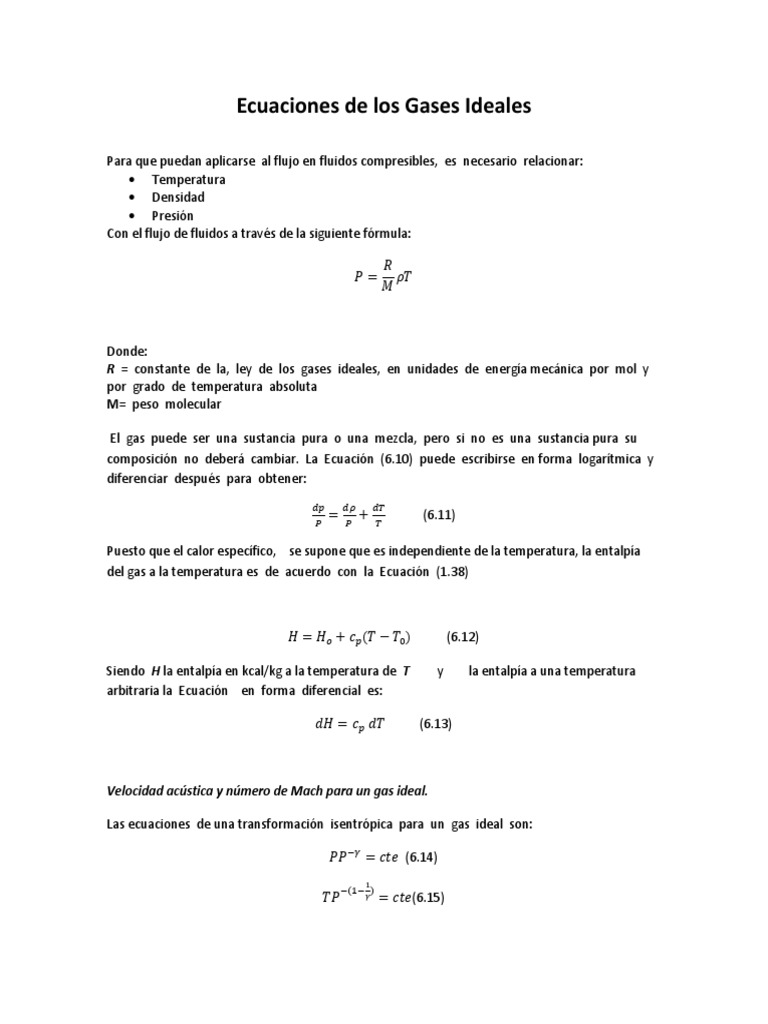 Ecuaciones de Gases Ideales | PDF | Gases | Temperatura