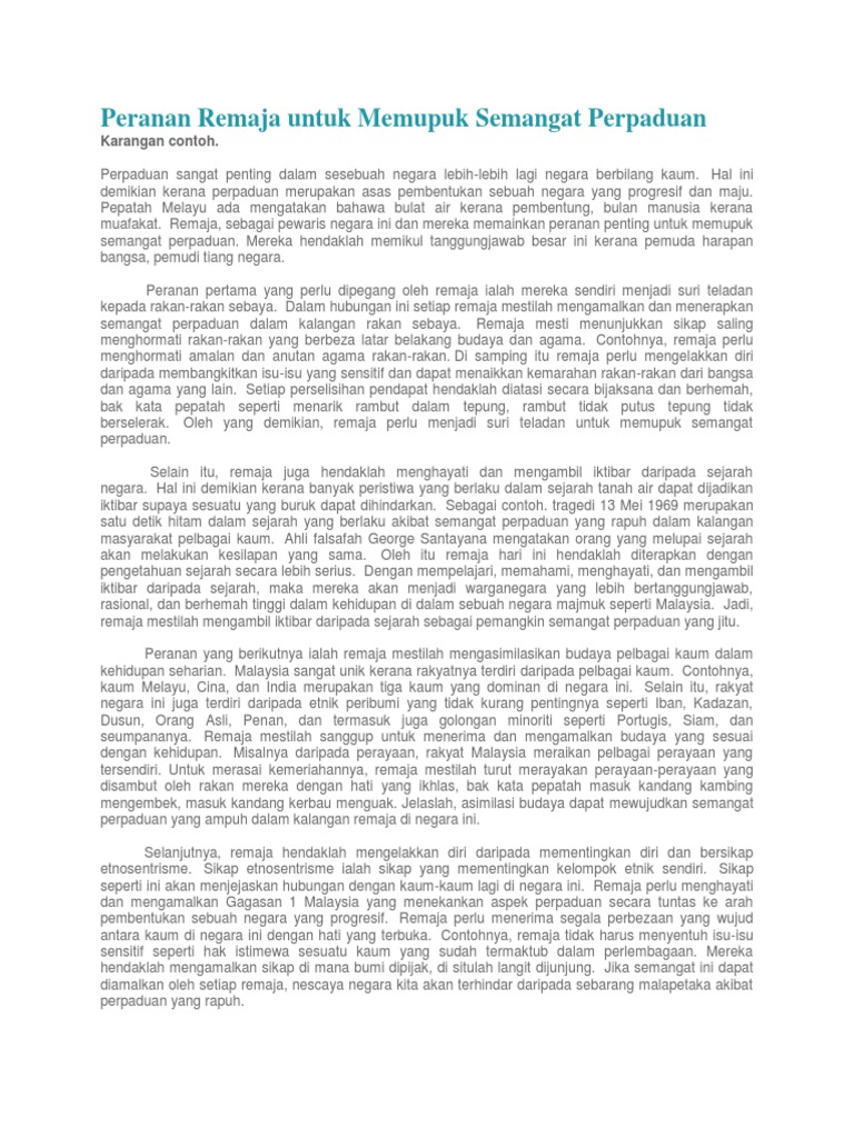 Peranan Remaja Untuk Memupuk Semangat Perpadua1 Pdf