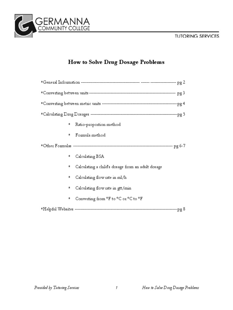 Drug Dosage Calculation Packet | PDF