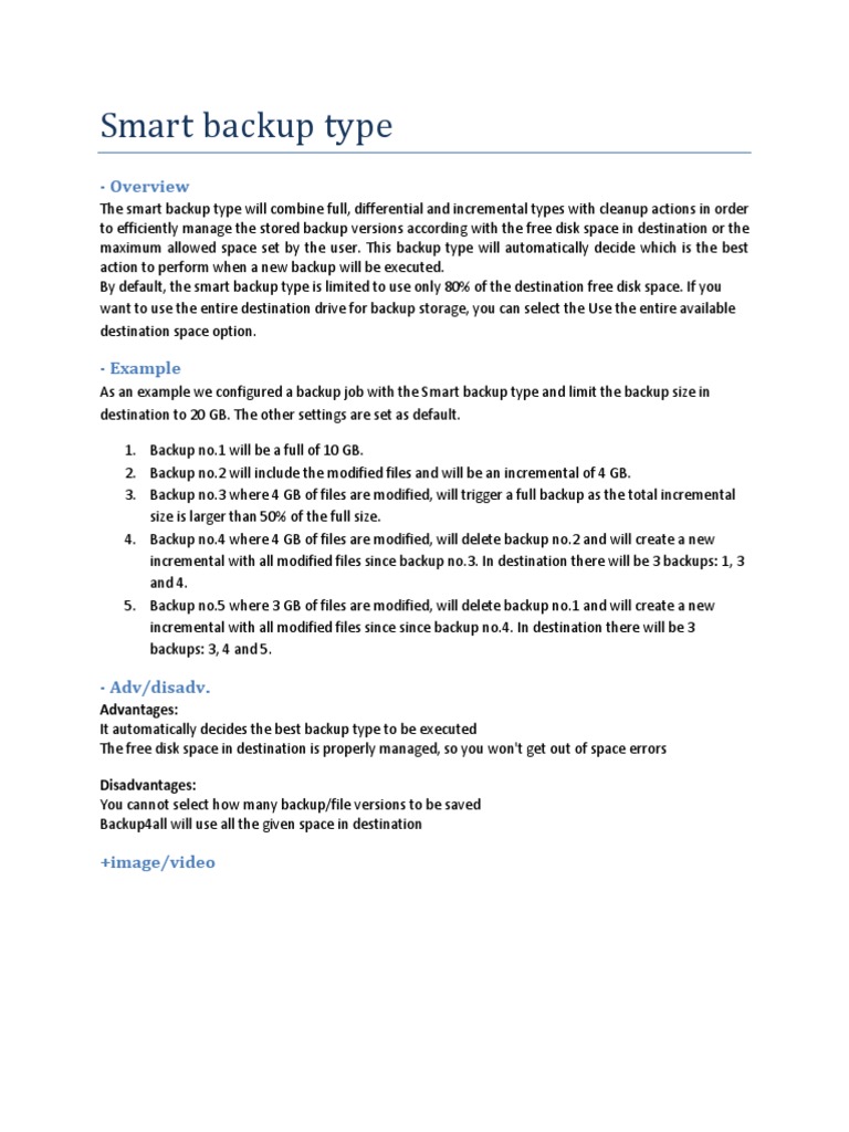 Smart Backup Type: Efficient Storage Management | PDF