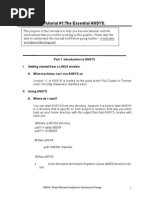 Tutorial #1:the Essential ANSYS.: ME309: Finite Element Analysis in Mechanical Design