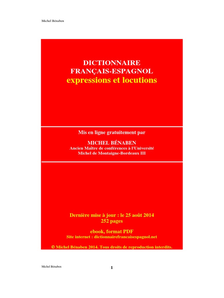 Page De Garde Cahier De Liaison Talkie Walkie Locuciones - Dictionnaire Francais Espagnol | PDF