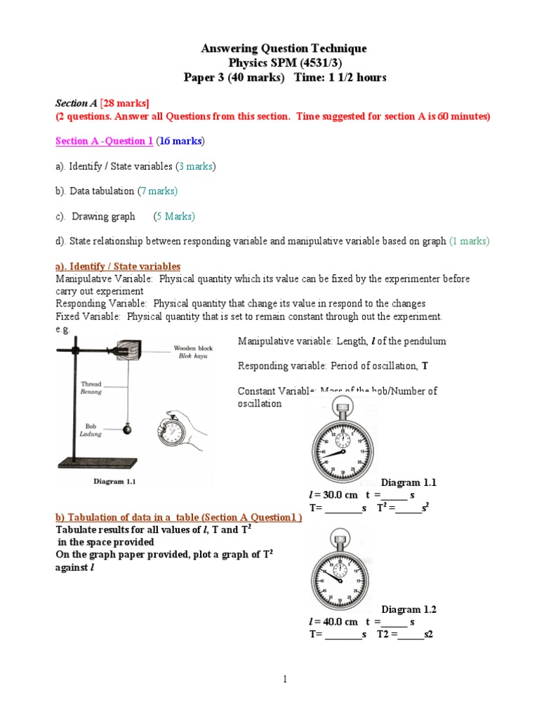 Physics SPM Paper 3 Answering Techniques | PDF | Physics | Physical ...