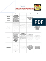 rubric for human body systems project