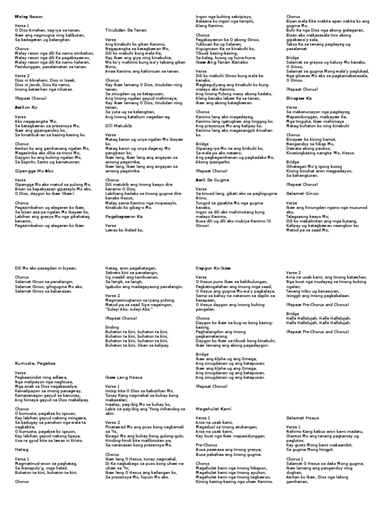 Bisaya Christian Lyrics