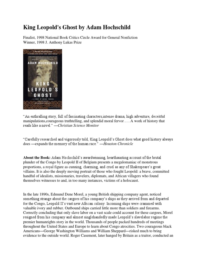 King Leopold's Ghost by Adam Hochschild Discussion Questions PDF Politics (General