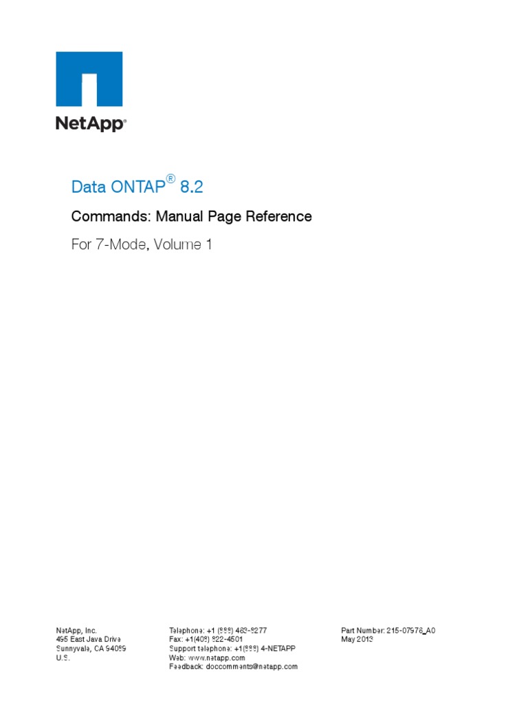 Data ONTAP 8.2 Commands Manual Page Reference | PDF | File Transfer ...