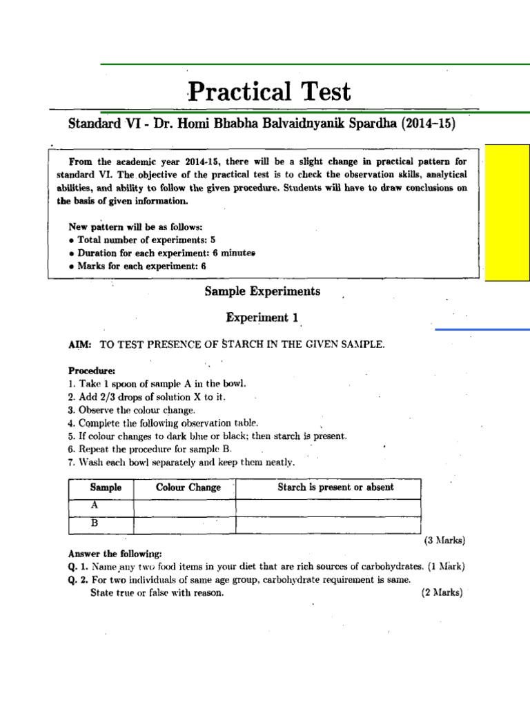 STD VI - Practical Test - Model Test Papers | PDF | Foreign Language ...