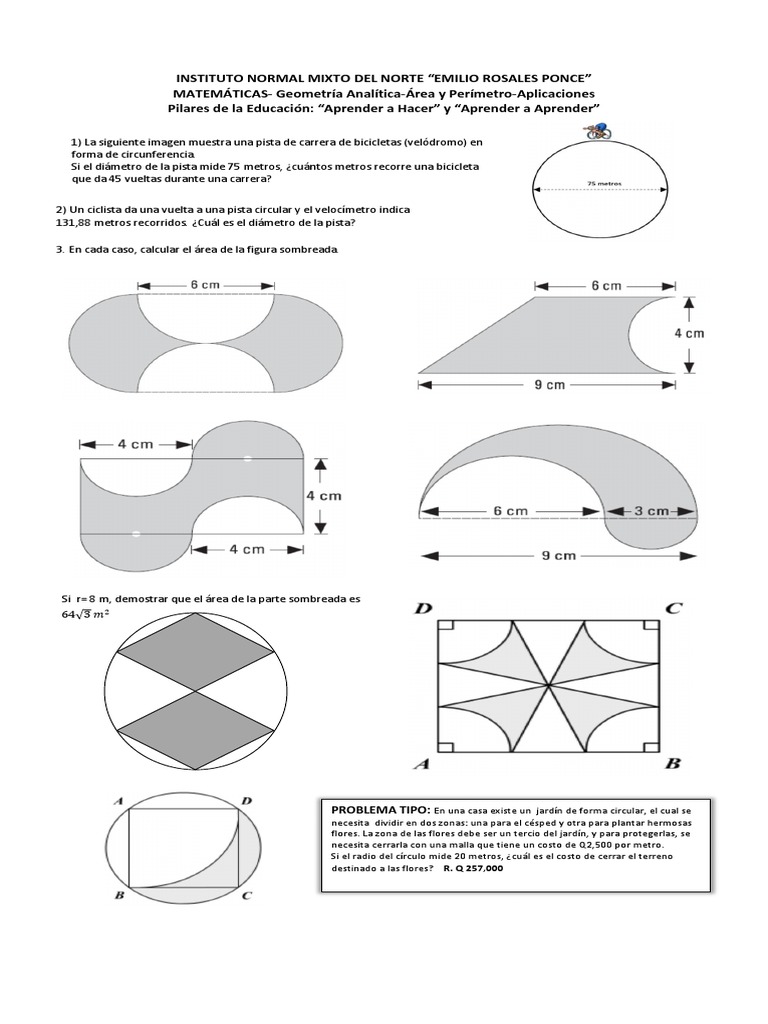 Areas de Figuras Sombreadas Geometría Deportes