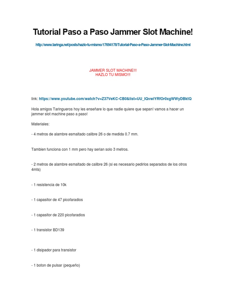 Transistor Para Jammer Slot Machine