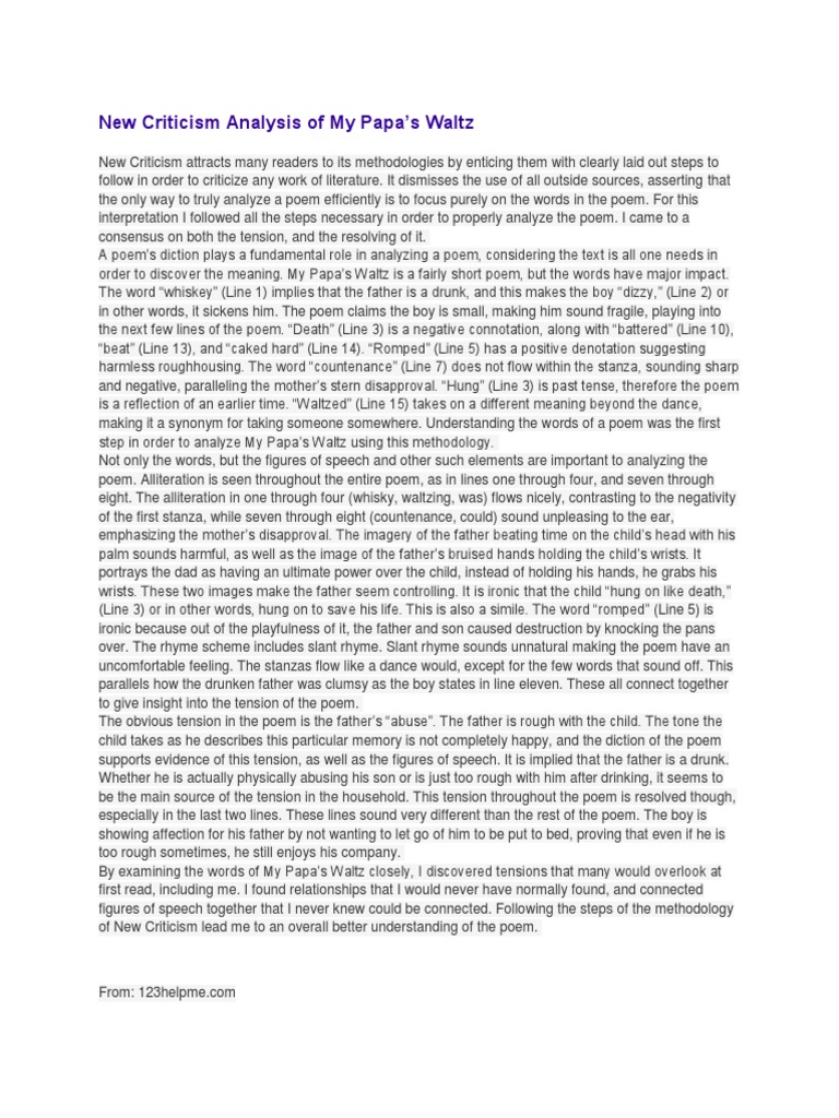 My Papas Waltz Essay