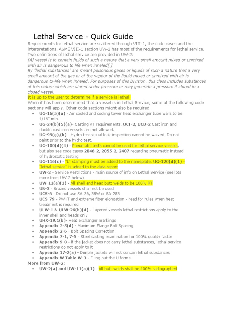 ASME Lethal Service Requirements Guide | PDF | Welding | Construction