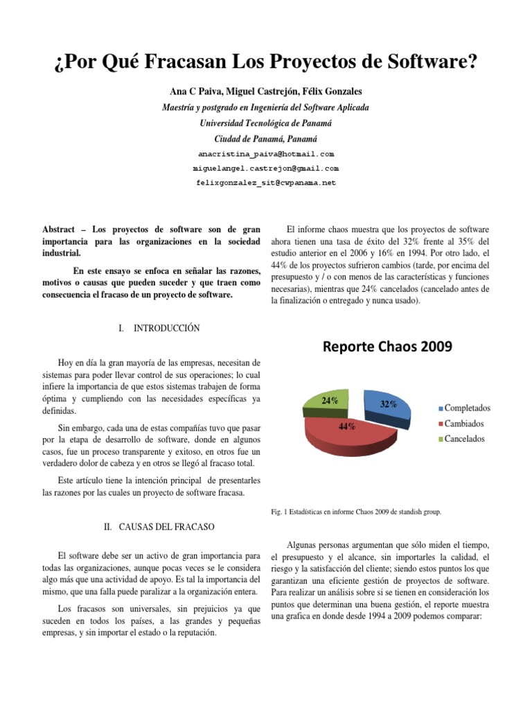 Porque Fracasan Los Proyectos de Software v3 Ingeniería